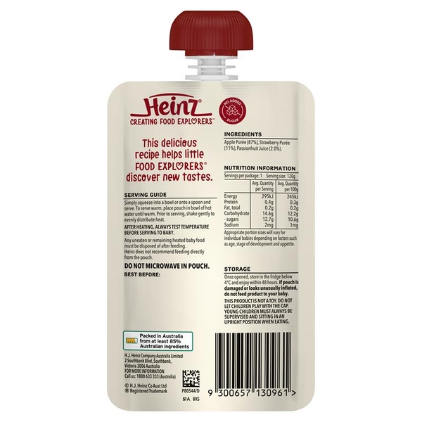 Bột ăn dặm Heinz cho bé Apple Strawberry Passionfruit Pouch 120g
