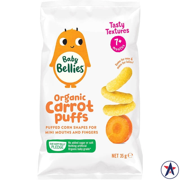 Bánh que ăn dặm cho bé Baby Bellies Organic Puffs Carrot