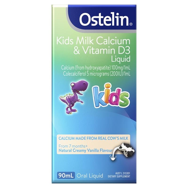 Canxi Ostelin Calcium Vitamin D3 cho bé dạng nước Kids Milk Úc 90ml