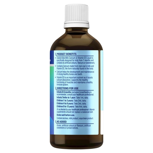 Canxi Ostelin Calcium Vitamin D3 cho bé dạng nước Kids Milk Úc 90ml
