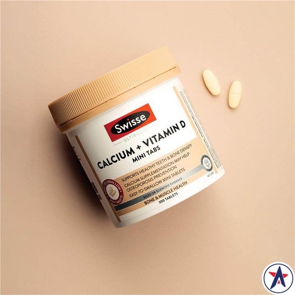 Bổ sung vitamin D & canxi Swisse Calcium + Vitamin D Mini Tabs 300 viên nhỏ