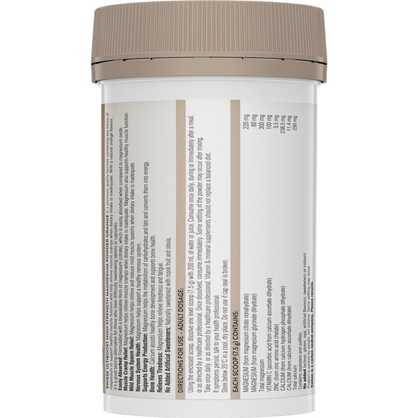 Bột Magie liều cao Swisse High Strength Magnesium Orange 180g