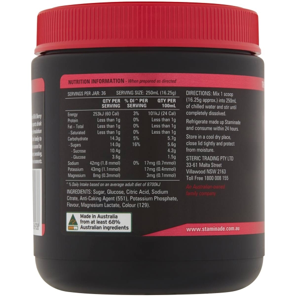 Bột pha nước bù điện giải Staminade Wild Berry của Úc 585g