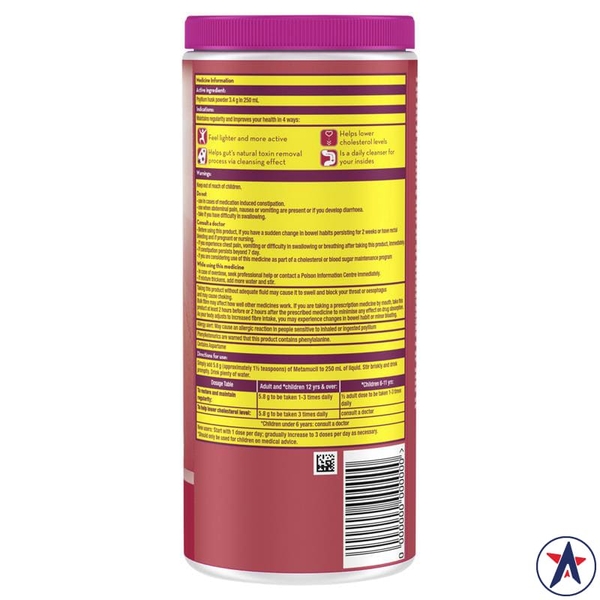 Bột Metamucil Wild Berry Smooth bổ sung chất xơ