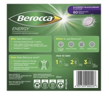 Viên sủi Berocca Performance Raspberry and Blackcurrant 60 viên