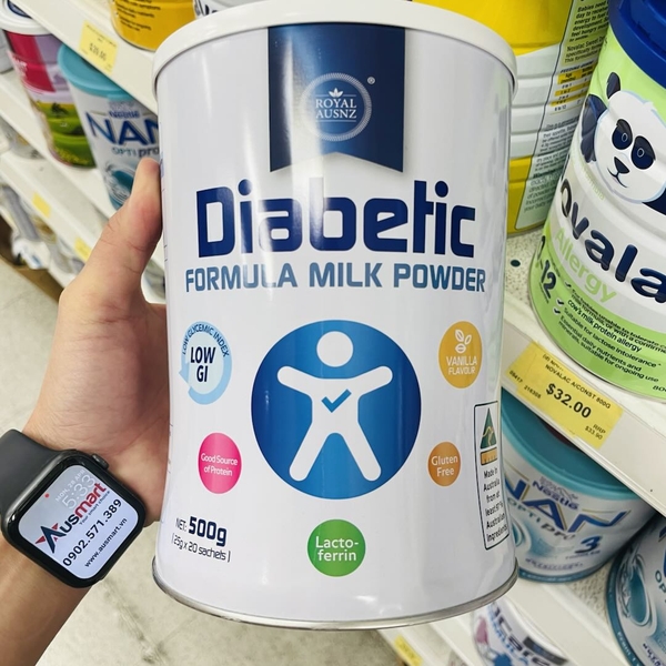 Sữa hoàng gia Úc Royal AUSNZ Diabetic Formula Milk Powder cho người tiểu đường 500g (25g x 20 gói)