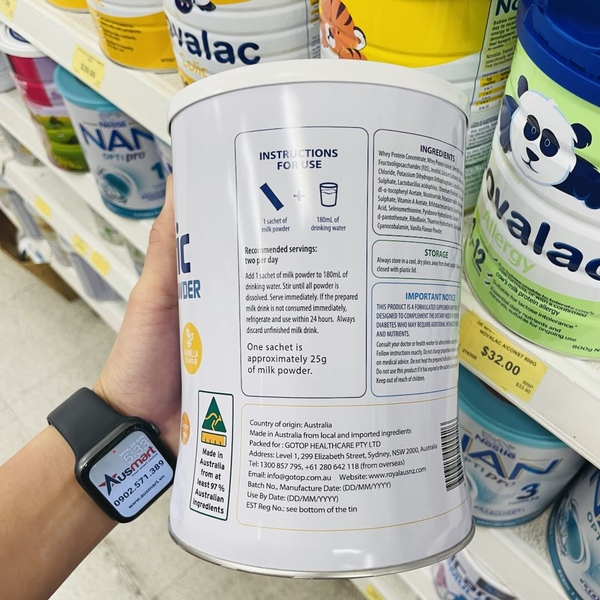 Sữa hoàng gia Úc Royal AUSNZ Diabetic Formula Milk Powder cho người tiểu đường 500g (25g x 20 gói)