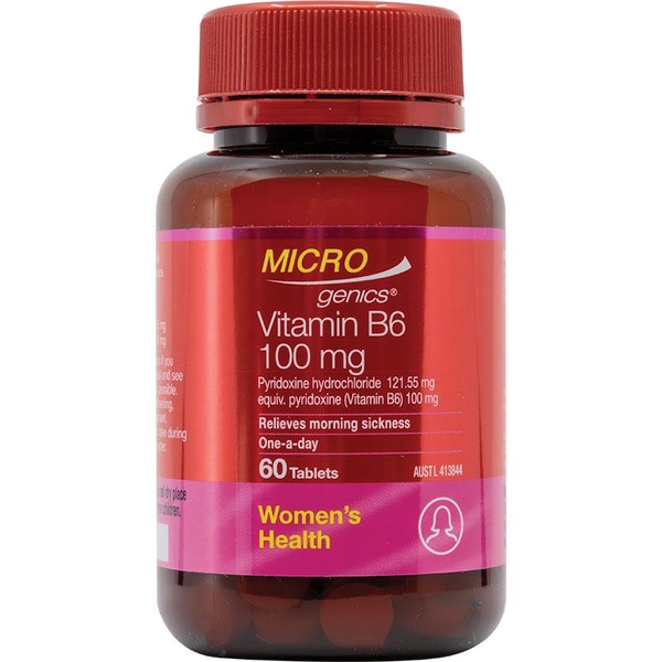 Viên uống giảm ốm nghén, buồn nôn & tăng miễn dịch Microgenics Vitamin B6 100mg 60 viên