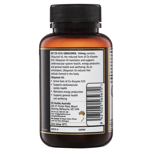 Viên uống hỗ trợ sức khỏe tim mạch Go Healthy CoQ10 Ubiquinol 100mg 60 viên