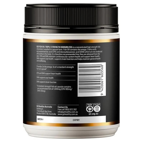 Dầu cá hàm lượng cao Go Healthy Fish Oil Triple Strength Odourless Softgel 150 viên