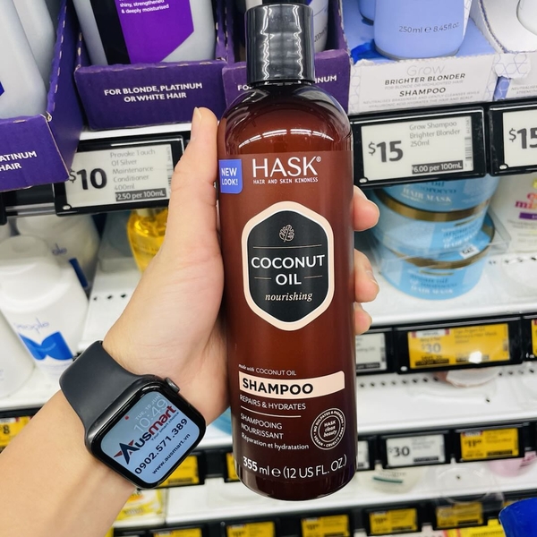 Dầu gội dưỡng ẩm tóc Hask Coconut Oil Nourishing Shampoo 355ml