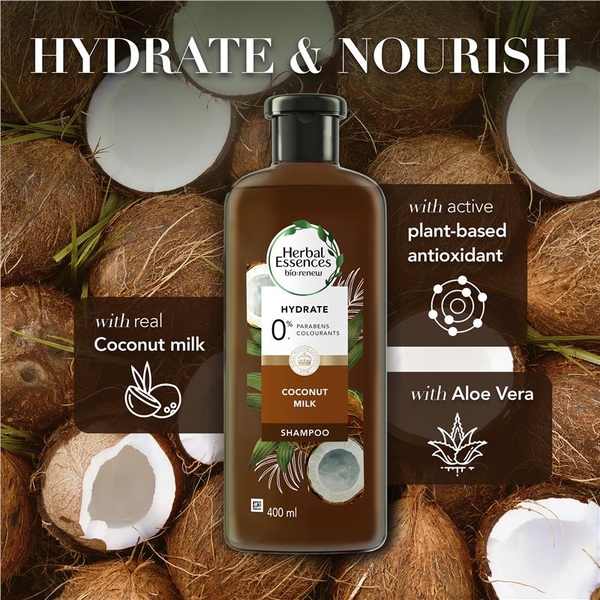 Dầu gội đầu Herbal Essences Bio Renew Hydrate Coconut Milk Shampoo 400ml