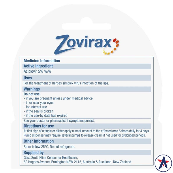 Kem xịt trị vết loét lạnh Cold Sore (Aciclovir 5%) Zovirax Cream 2g