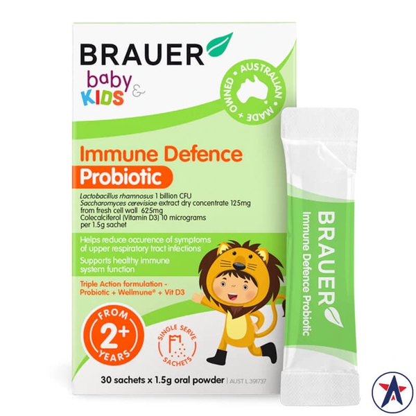 Men vi sinh tăng miễn dịch cho bé Brauer Baby & Kids Immune Defence Probiotic 30 gói