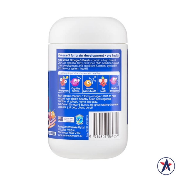 Nature's Way High DHA Omega-3 Fish Oil Trio Kids Smart Bursts