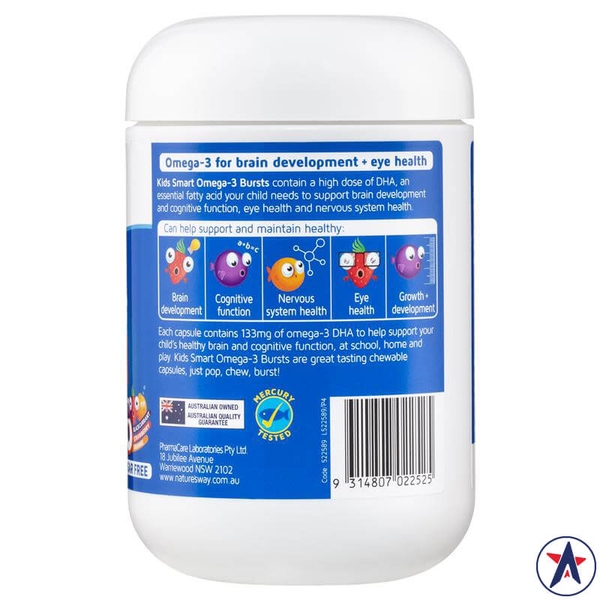 Nature's Way High DHA Omega-3 Fish Oil Trio Kids Smart Bursts