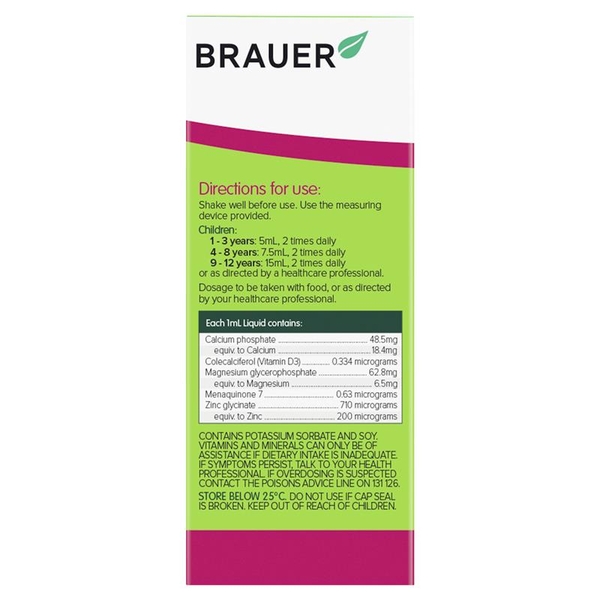 Siro Brauer Baby Kids Liquid Calcium with Magnesium & Zinc 200ml