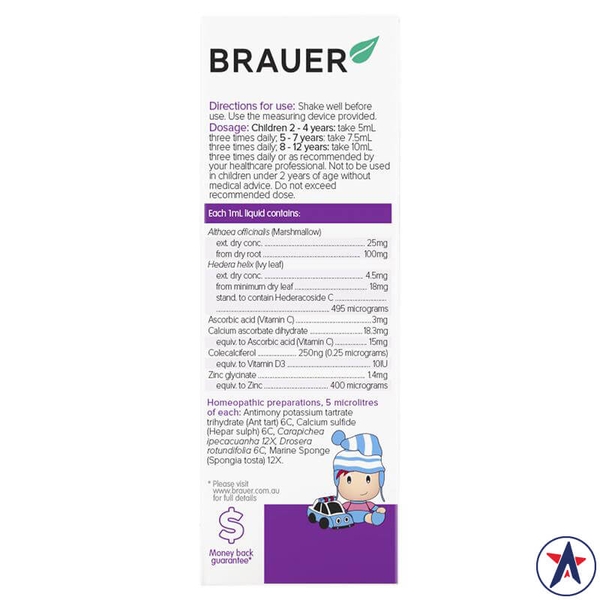 Siro ho Brauer Baby & Child Cough cho bé trên 2 tuổi 100ml