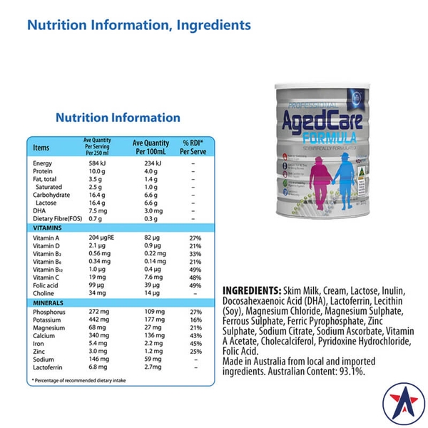 Sữa hoàng gia Úc Royal Ausnz Aged Care Formula 900g