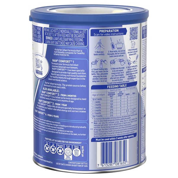 Sữa NAN Comfort Úc số 1 Infant 800g dành cho trẻ từ 0-6 tháng