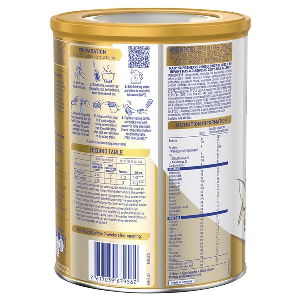 Sữa NAN Supreme Pro Úc số 2 Follow On 800g cho trẻ từ 6-12 tháng