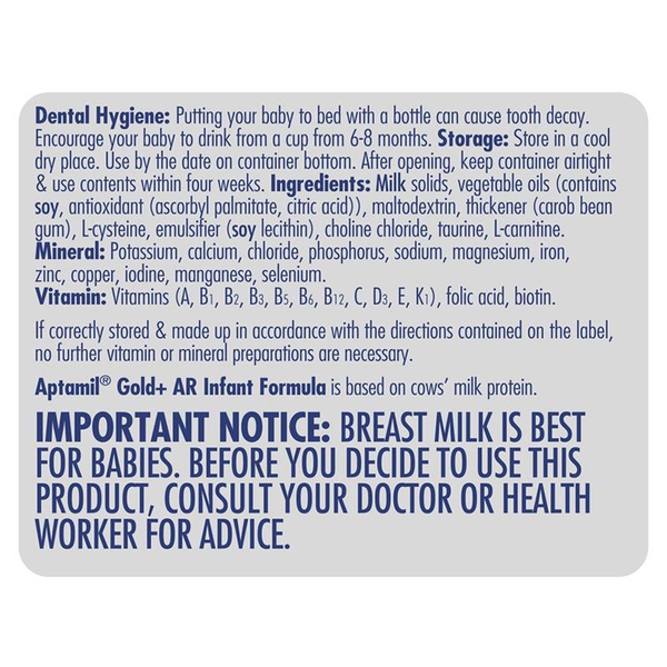 Sữa Aptamil Gold Plus Úc AR+ Thickened Infant 900g (0-12 tháng)