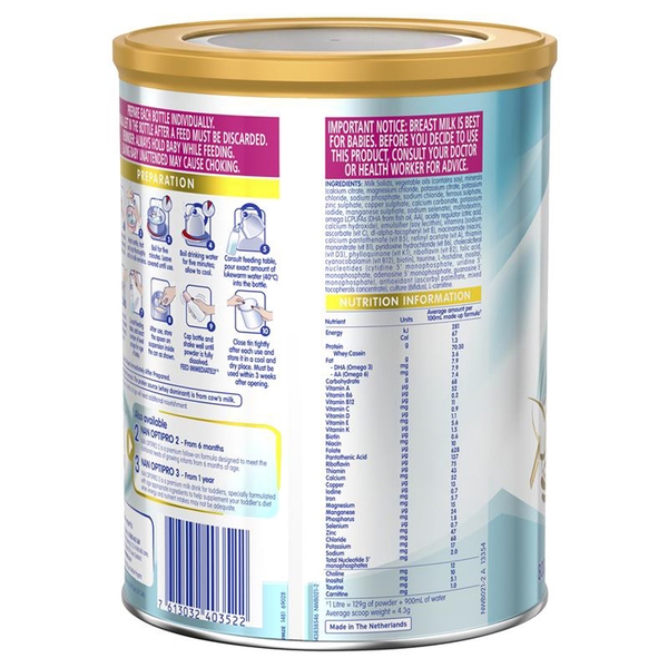 Sữa NAN Optipro Úc số 1 Infant 800g dành cho trẻ từ 0-6 tháng