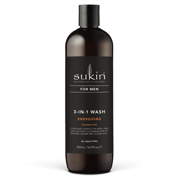Sữa tắm Sukin For Men 3 in 1 Wash Energising 500ml