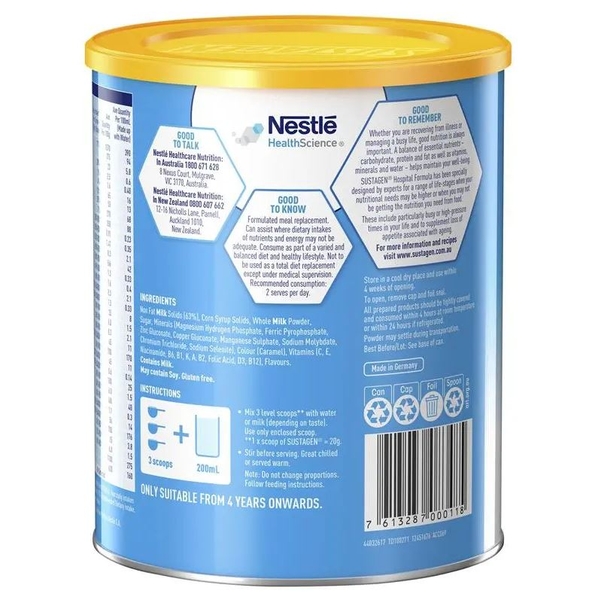 Sữa dinh dưỡng Sustagen Hospital Formula Nutritional Supplement