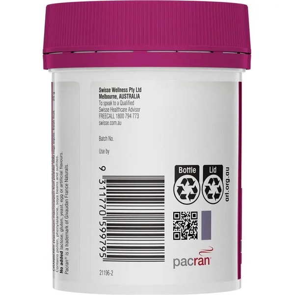 Swisse Ultiboost High Strength Cranberry 25000mg của Úc