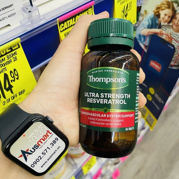 Viên uống chống oxy hóa Thompson's Ultra Strength Resveratrol