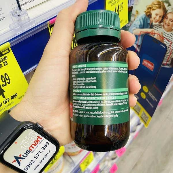 Viên uống chống oxy hóa Thompson's Ultra Strength Resveratrol
