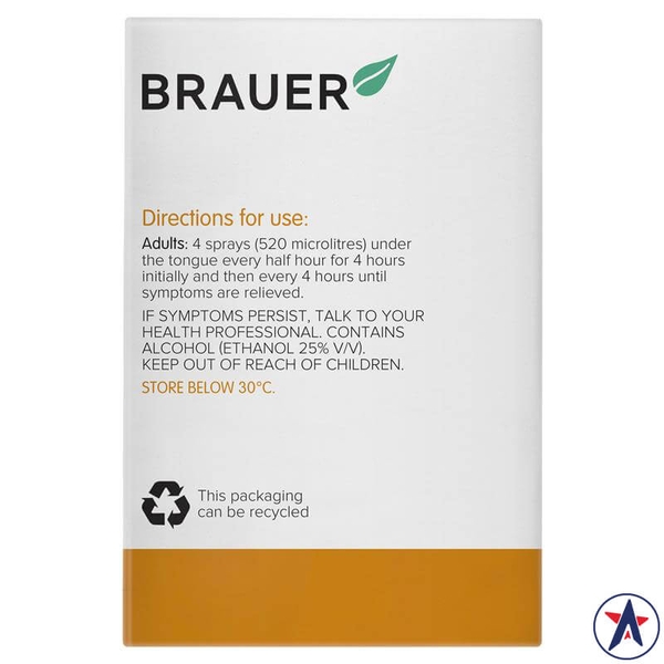 Thuốc xịt miệng giảm đau cơ Brauer ArnicaEze Arnica Oral Spray 20ml