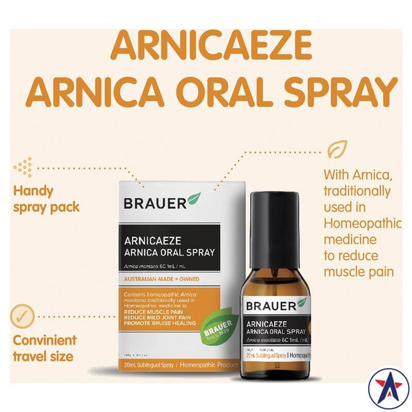 Thuốc xịt miệng giảm đau cơ Brauer ArnicaEze Arnica Oral Spray 20ml