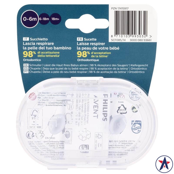 Ti giả Avent Ultra Air Soother Deco Mixed cho bé dưới 6 tháng