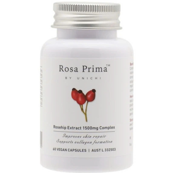 Viên uống nụ tầm xuân Unichi Rosa Prima Rosehip Extract 1500mg 60 viên