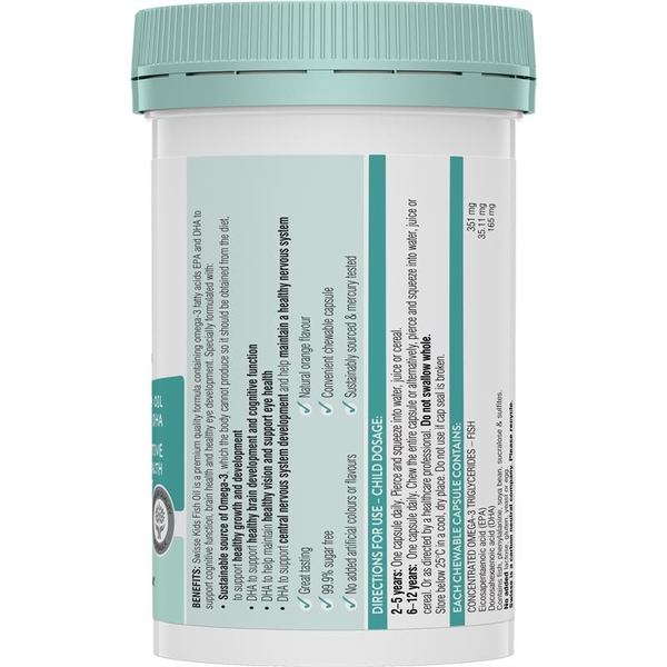 Dầu cá Omega 3 cho bé Swisse Kids Fish Oil của Úc 60 viên