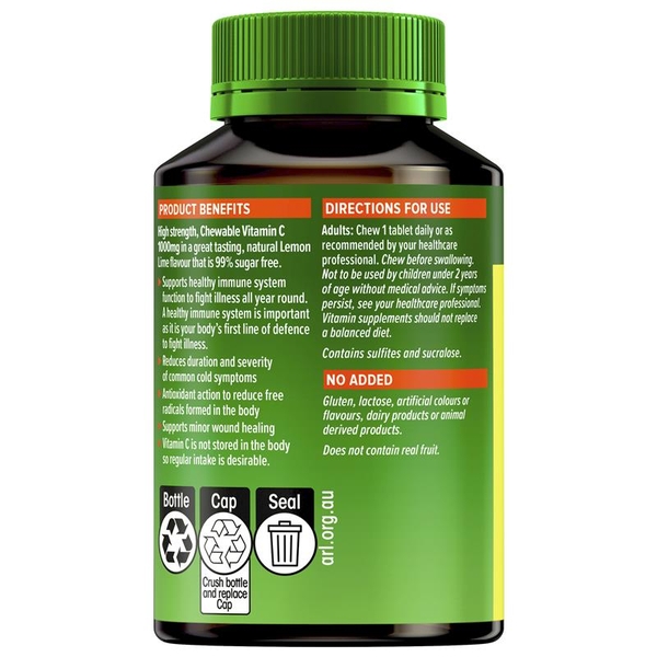 Viên nhai bổ sung Vitamin C vị chanh Cenovis Chewable 1000mg Lemon Lime