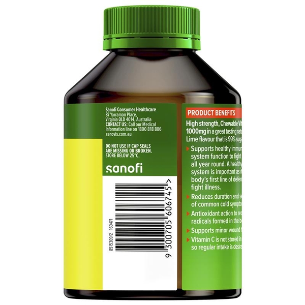 Viên nhai bổ sung Vitamin C vị chanh Cenovis Chewable 1000mg Lemon Lime