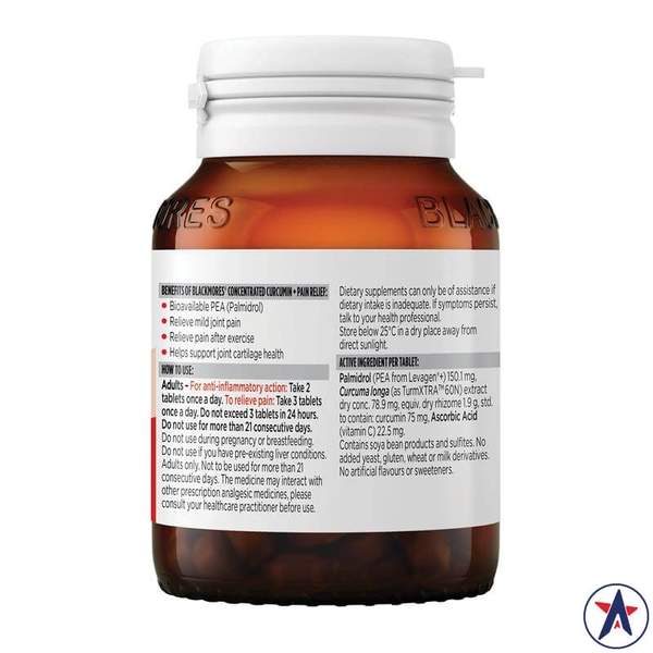 Viên uống tinh chất nghệ giảm đau Blackmores Concentrated Curcumin + Pain Relief 40 viên