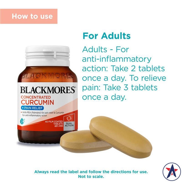 Viên uống tinh chất nghệ giảm đau Blackmores Concentrated Curcumin + Pain Relief 40 viên