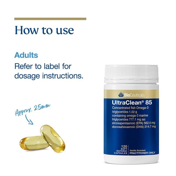 Viên uống bổ não, tim mạch BioCeuticals UltraClean 85% Omega-3 120 viên