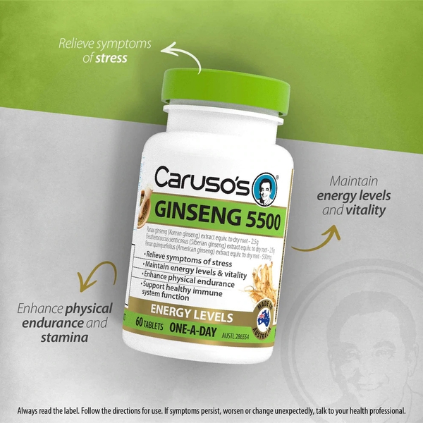 Viên uống nhân sâm Caruso's Ginseng 5500mg One A Day 60 viên