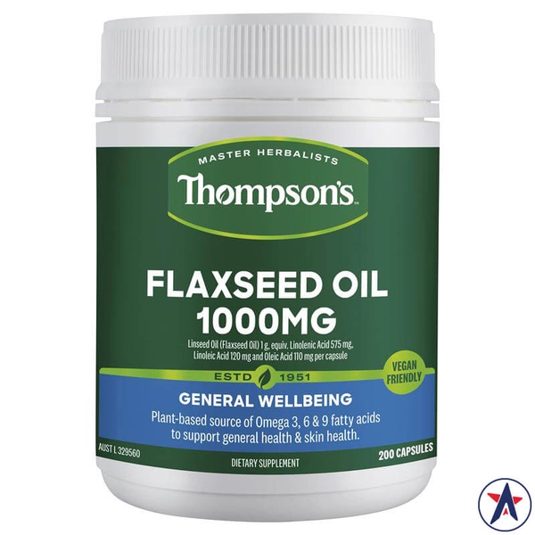 Viên uống dầu hạt lanh Thompson's Gel-Free Flaxseed Oil 1000mg