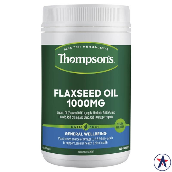 Viên uống dầu hạt lanh Thompson's Gel-Free Flaxseed Oil 1000mg