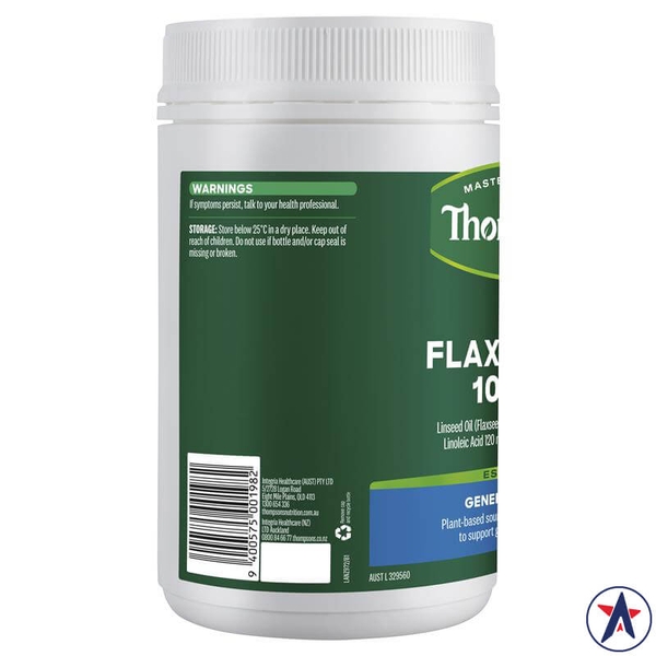 Viên uống dầu hạt lanh Thompson's Gel-Free Flaxseed Oil 1000mg