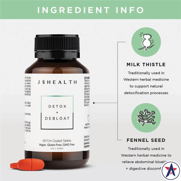 Viên uống giải độc cơ thể & giảm đầy bụng JSHEALTH Detox + Debloat 60 viên