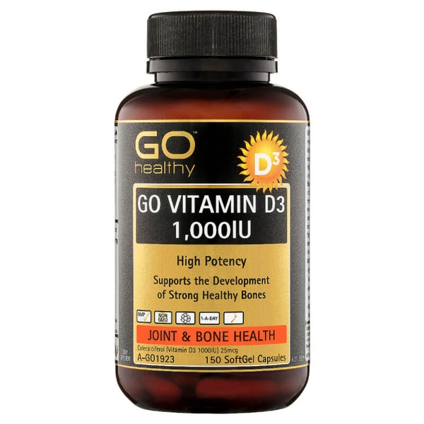 Viên uống giúp xương khỏe mạnh GO Healthy Go Vitamin D3 1000IU 150 viên