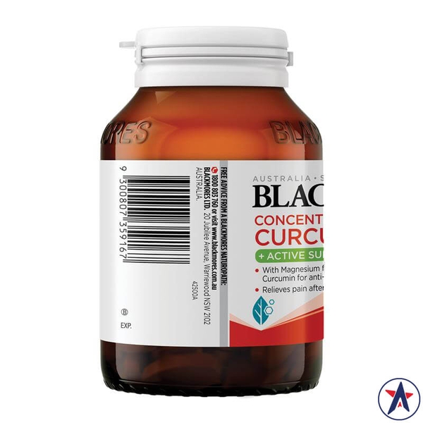 Viên uống tinh chất nghệ liều cao Blackmores Concentrated Curcumin + Active Support 120 viên