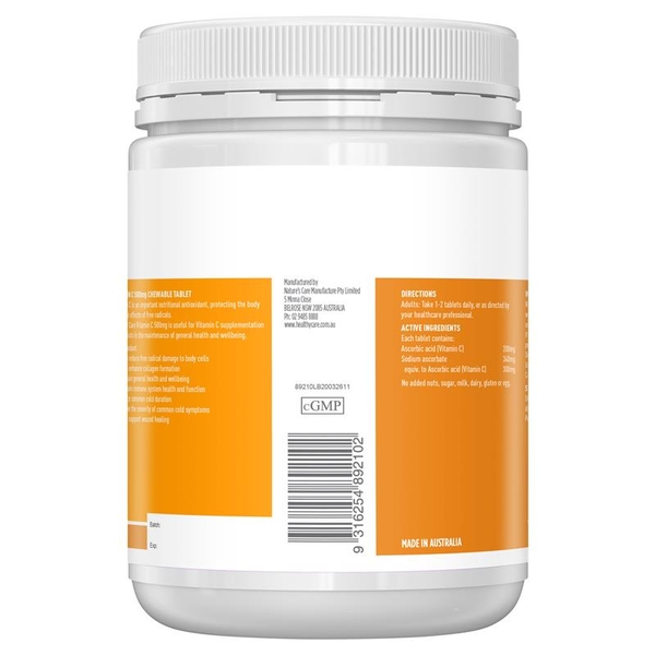 Kẹo ngậm Vitamin C 500mg Healthy Care Chewable